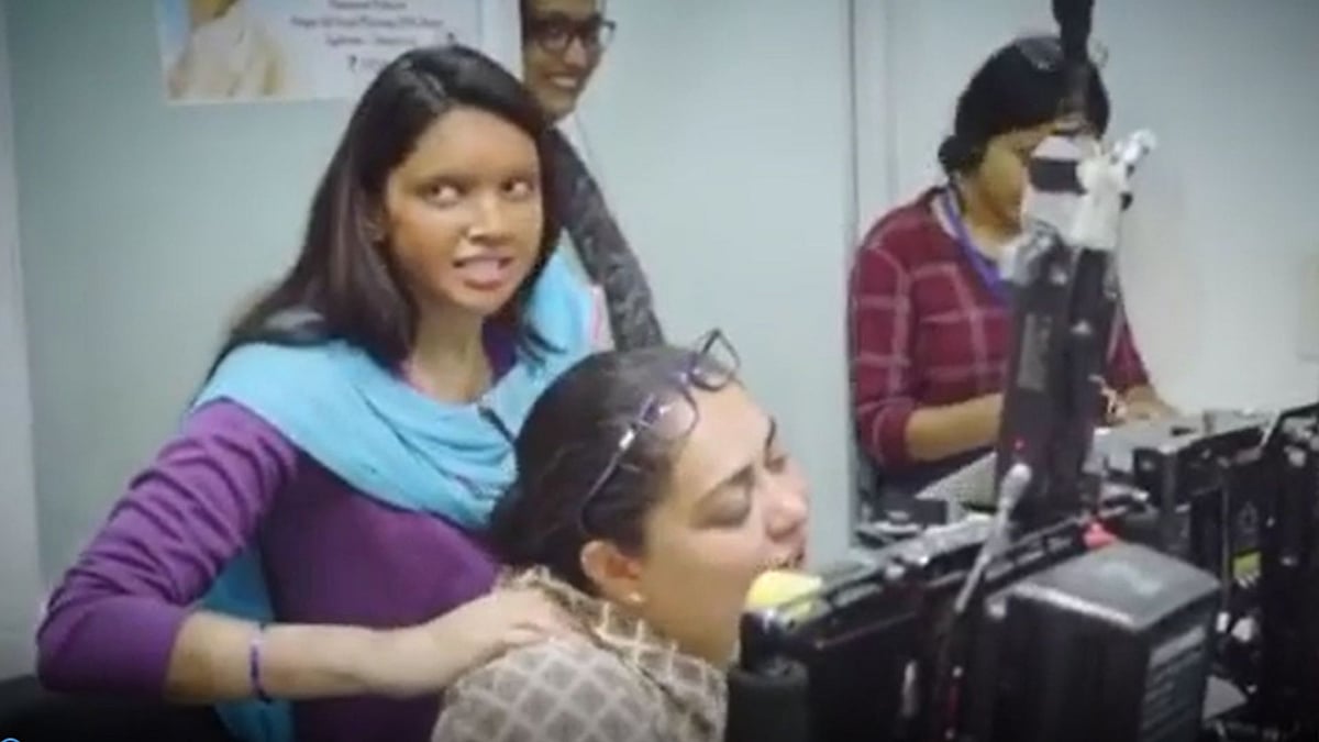 Deepika Padukone on the sets of <i>Chhapaak</i>.