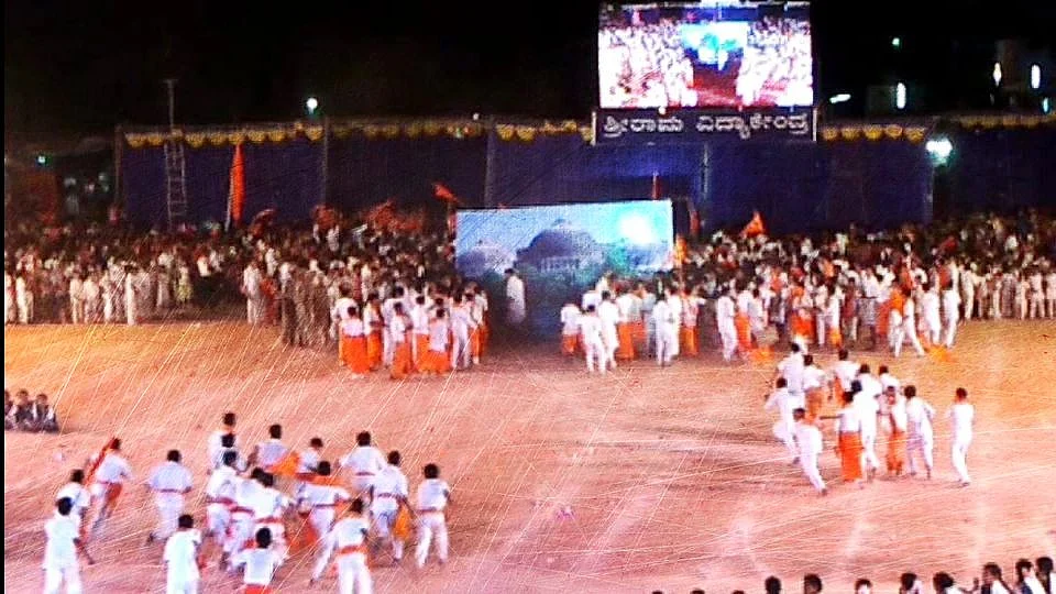 Students Recreating Barbi Masjid Demolition in Karnataka.&nbsp;
