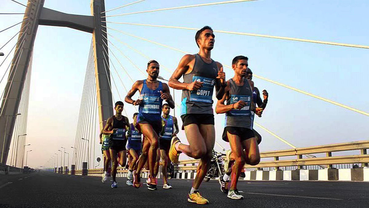 A 64-year-old man suffered a cardiac arrest while running the Mumbai Marathon.