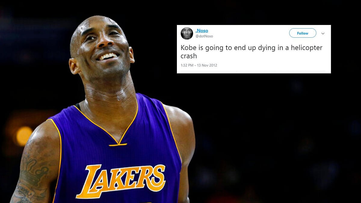 Kobe Bryant played for Los Angeles Lakers in 20-year career in the NBA and won five championships with them.