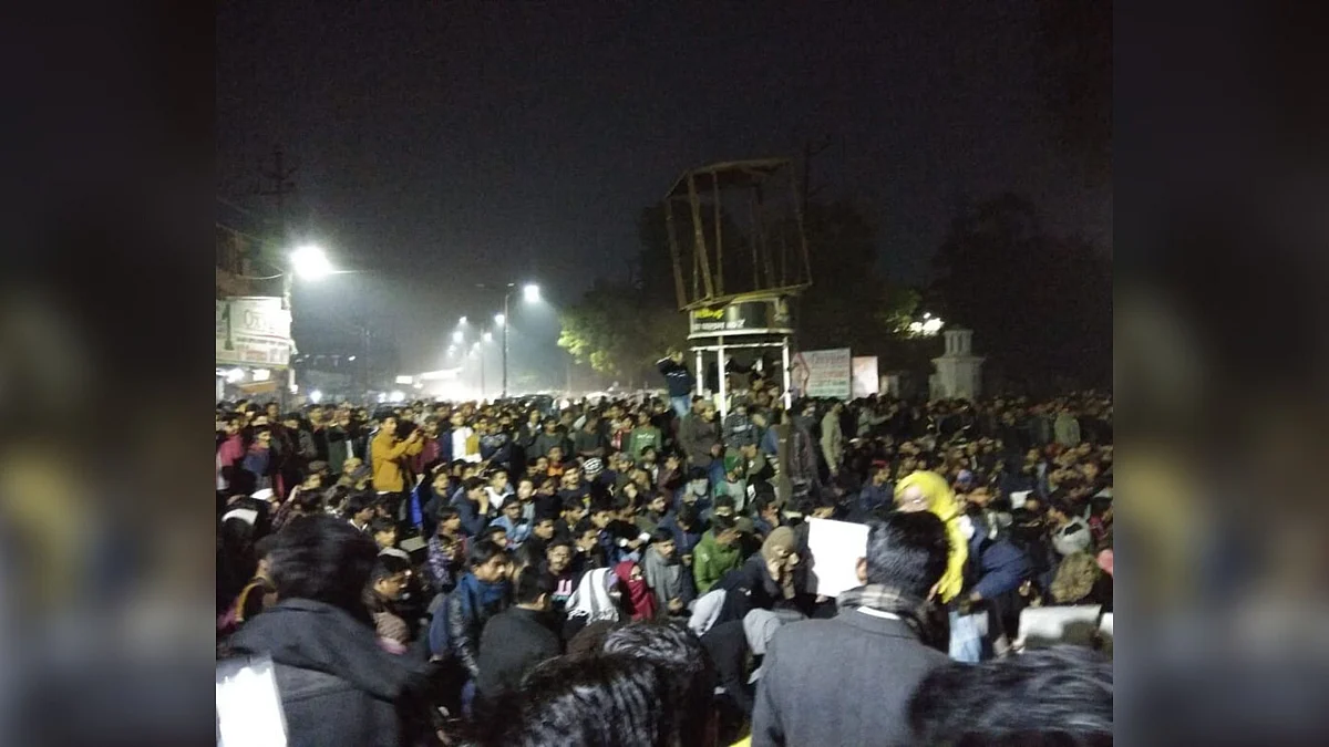 Students protested outside the AMU campus, seeking immediate release of those detained.
