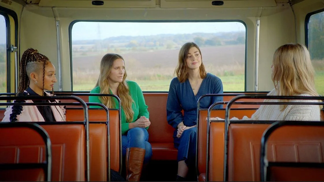 <i>Sex Education </i>cast Patricia Allison, Aimee Lou-Wood with the show’s creator Laurie Nunn.