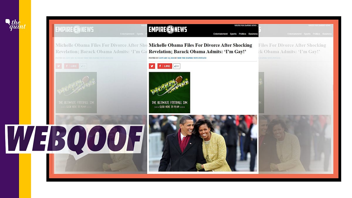 A news article about former US President Barack Obama and his wife, former First Lady Michelle Obama splitting up is being shared on social media.