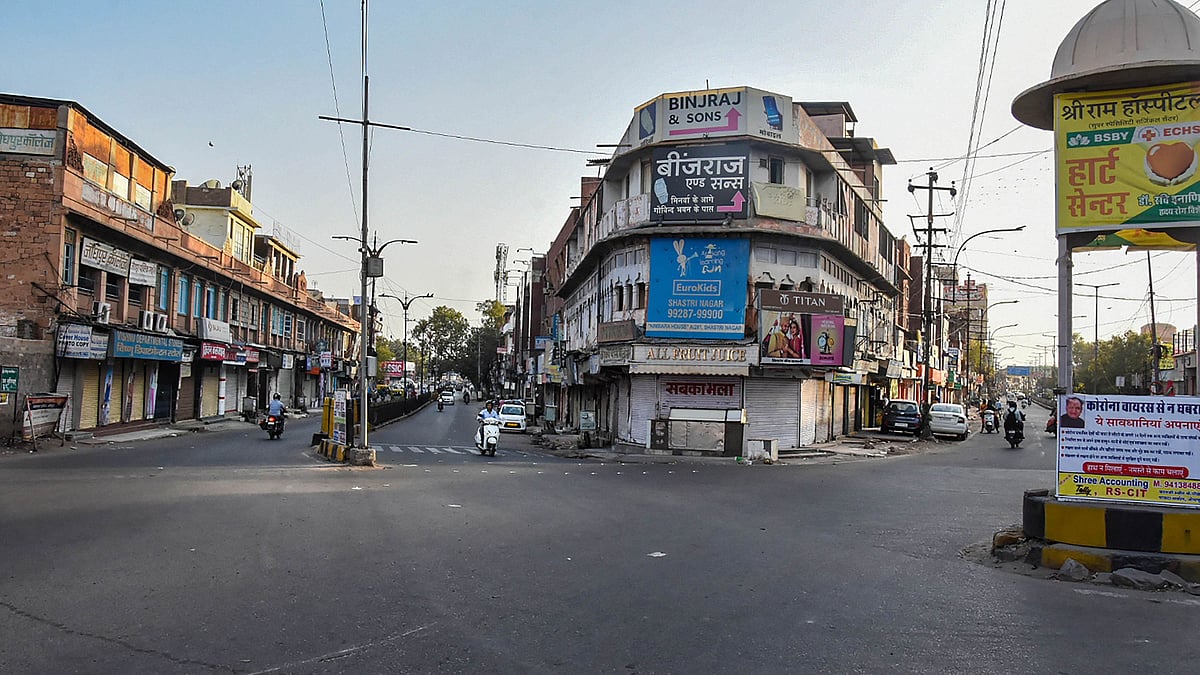 A deserted view of a market in Jodhpur in Rajasthan, amid the coronavirus pandemic outbreak in India.&nbsp;