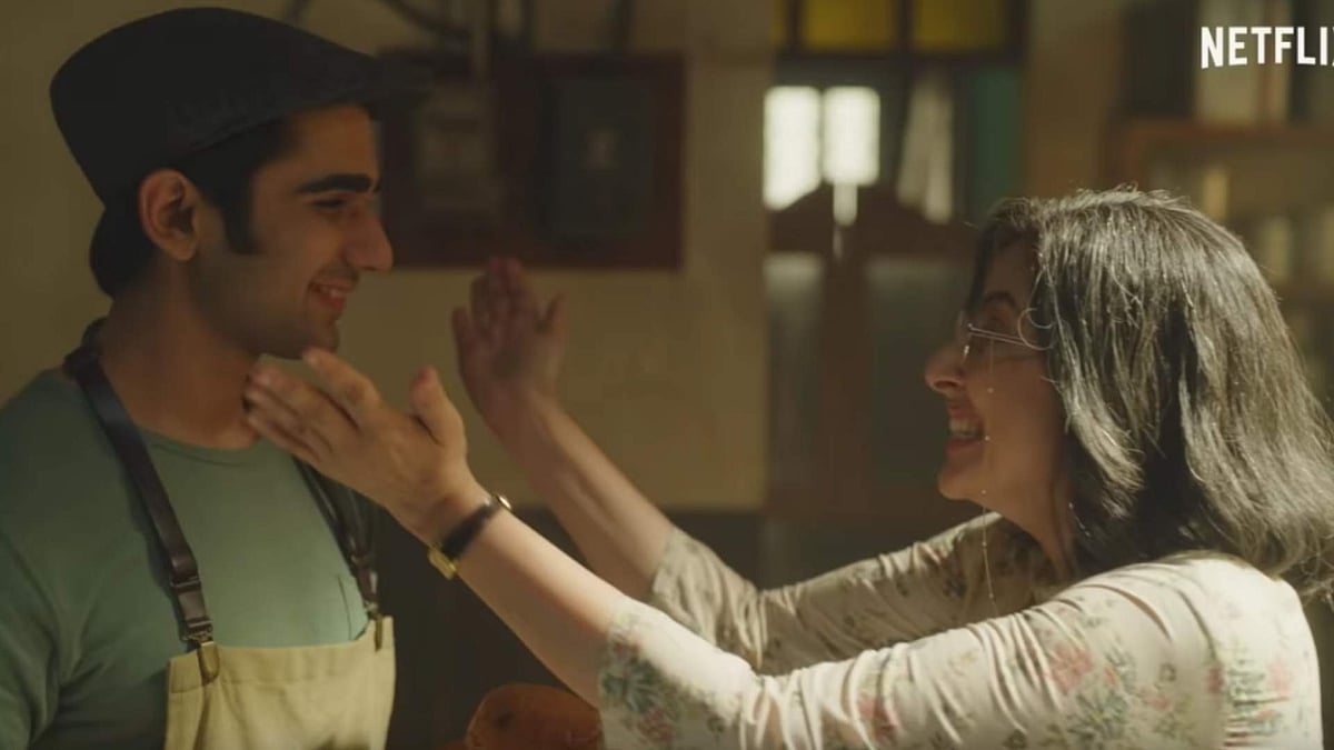 Prit Kamani and Manisha Koirala in a still from Netflix’s <i>Maska</i>.