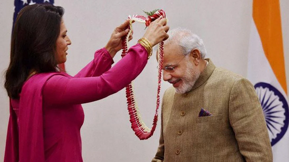 File image of Tulsi Gabbard with Indian PM Narendra Modi.
