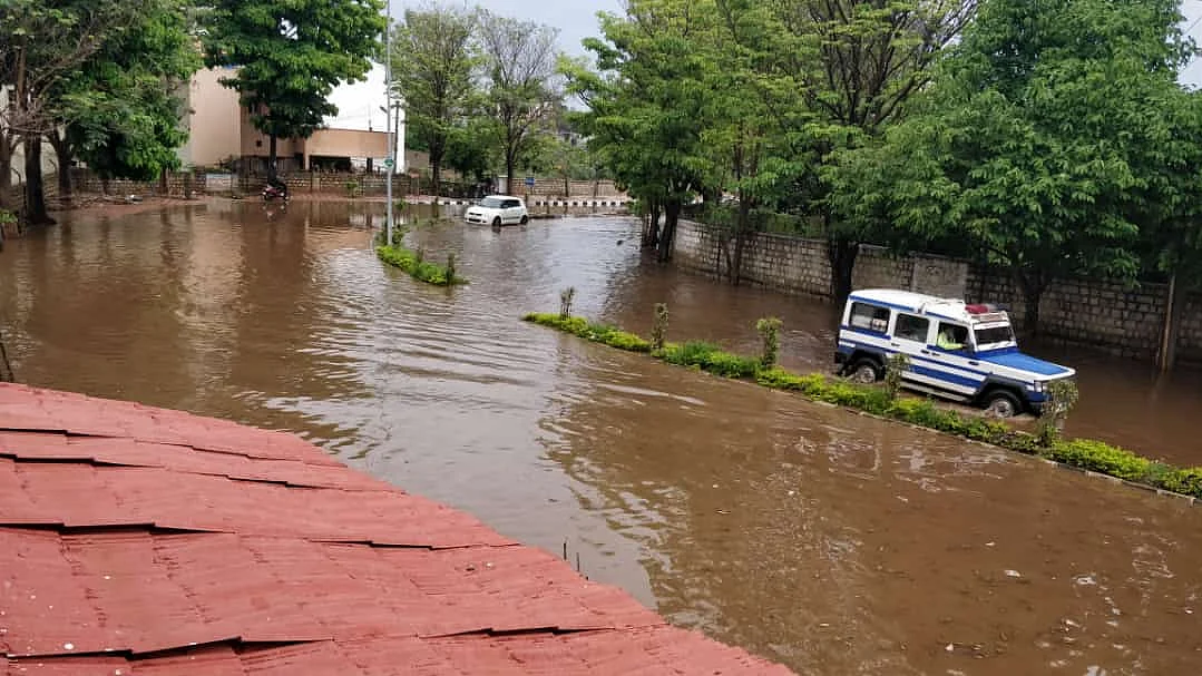 Flooded GKVK road in north Bengaluru