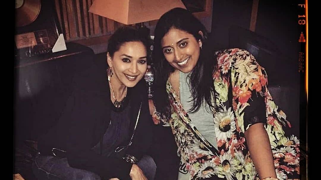 Madhuri Dixit and Raja Kumari in the Los Angeles recording studio.