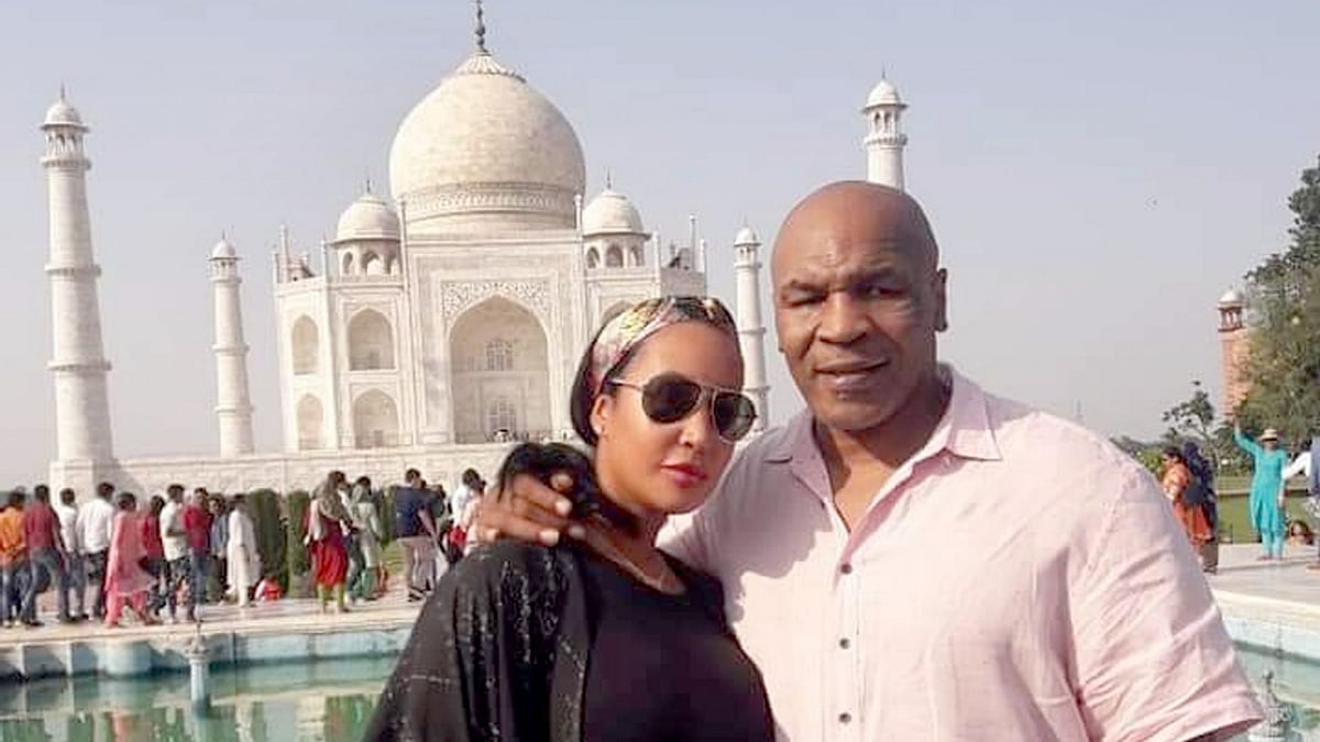 American boxer Mike Tyson during his visit to the Taj Mahal, in Agra on Sept 30, 2018.&nbsp;