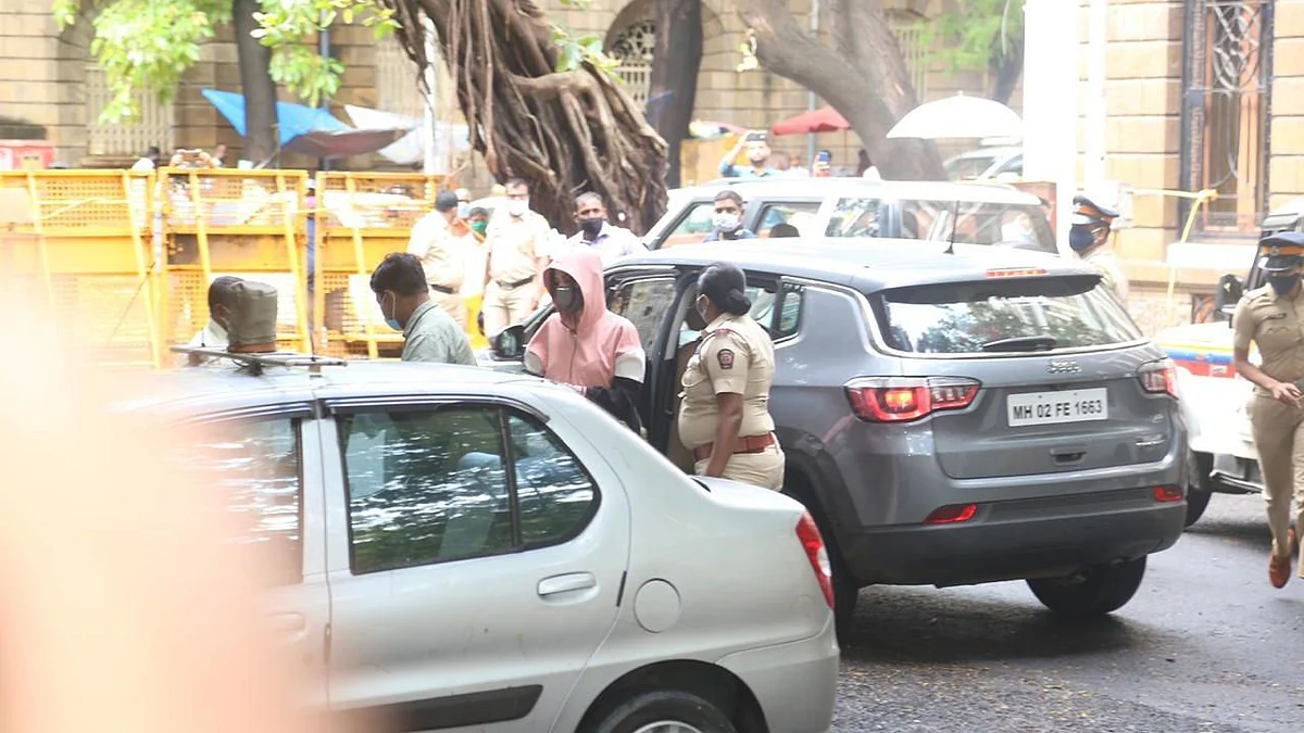 Rhea Chakraborty arrives for the second round of questioning by NCB. 