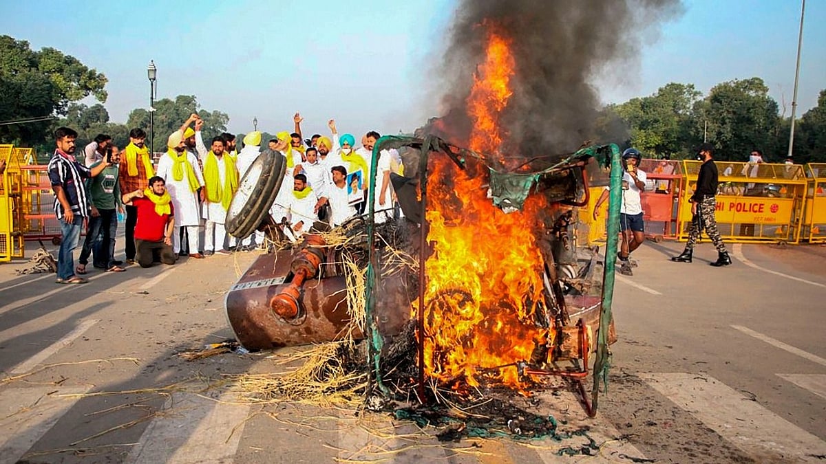 Five people – all residents of Punjab – were later detained in connection with the burning of the tractor.