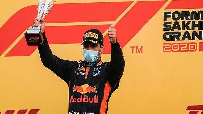 Jehan Daruvala after winning the Sakhir GP.&nbsp;