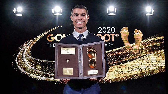 The Portugal captain got his hands on the prize at a small ceremony in Turin on Sunday.