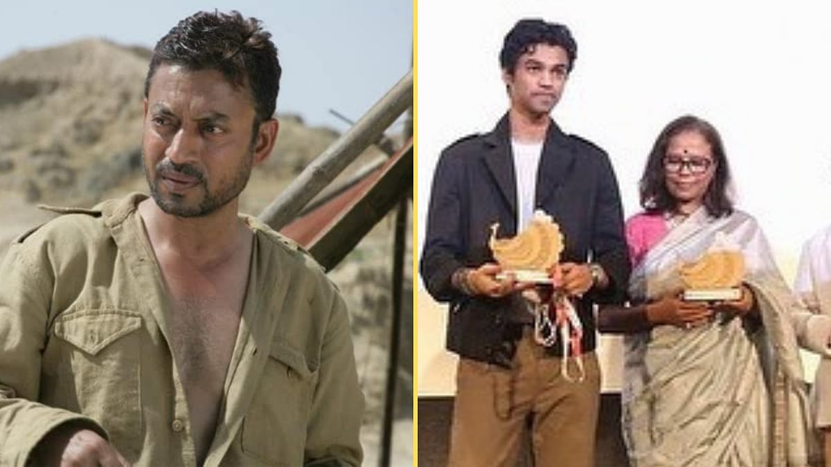 Irrfan Khan's son Babil and wife Sutapa were felicitated at a screening of <i>Paan Singh Tomar</i> at IFFI in Goa.