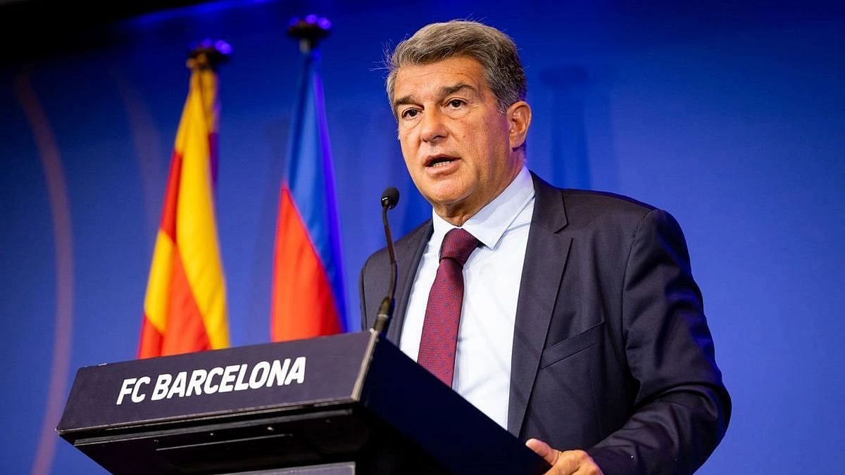 <div class="paragraphs"><p>FC Barcelona President Joan Laporta addresses the media.</p></div>