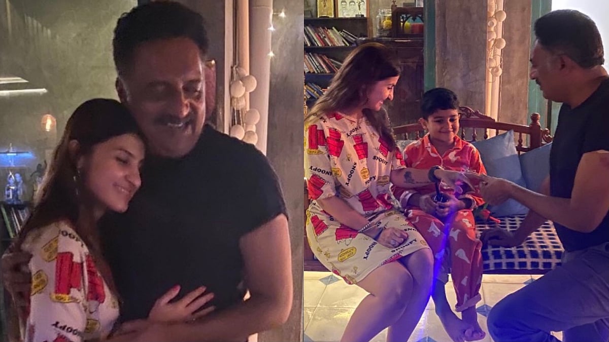 <div class="paragraphs"><p>Prakash Raj, wife Pony Verma and son Vedhant.</p></div>