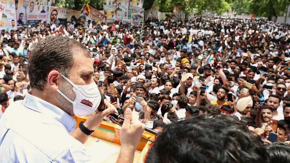<div class="paragraphs"><p>Rahul Gandhi, at Sansad Gherao event in Delhi.</p></div>