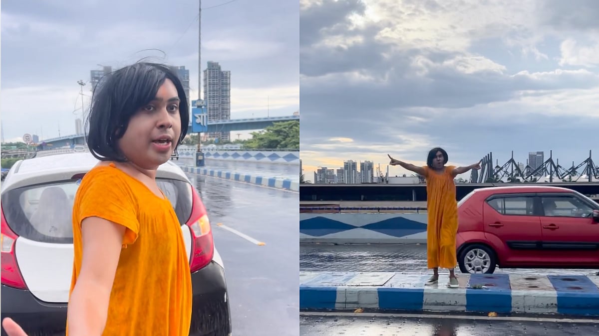 <div class="paragraphs"><p>Influencer Sandy Saha dancing on Ma Flyover.</p></div>