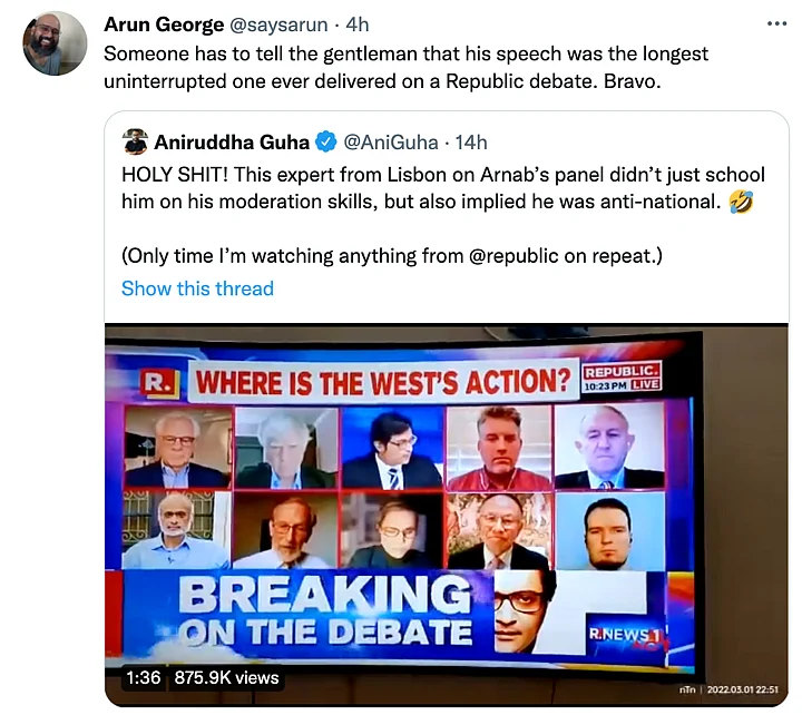 The nation wants to know how a panelist got away with speaking for a whole minute on Arnab Goswami's show.