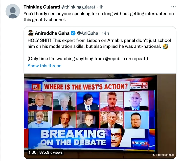 The nation wants to know how a panelist got away with speaking for a whole minute on Arnab Goswami's show.