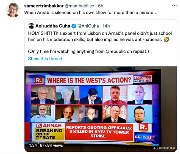 The nation wants to know how a panelist got away with speaking for a whole minute on Arnab Goswami's show.