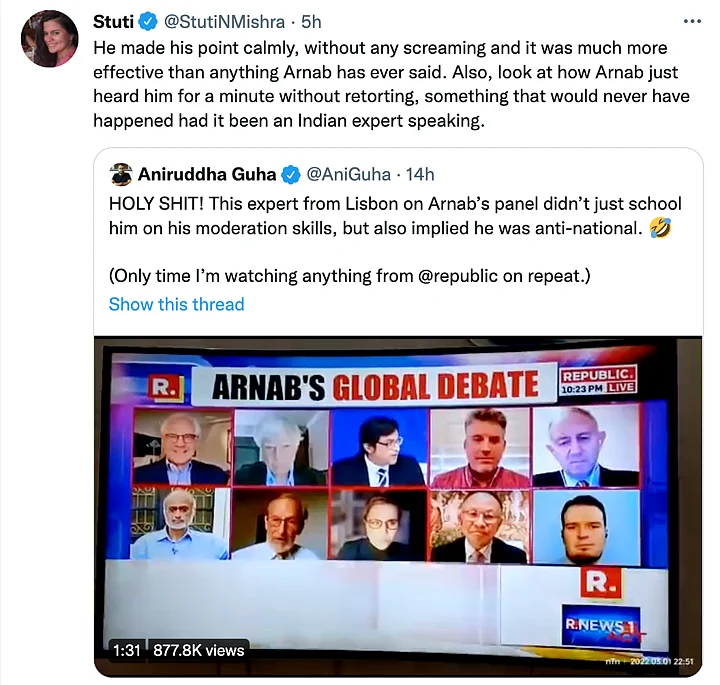 The nation wants to know how a panelist got away with speaking for a whole minute on Arnab Goswami's show.