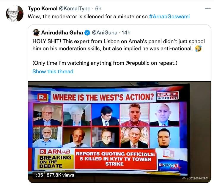 The nation wants to know how a panelist got away with speaking for a whole minute on Arnab Goswami's show.
