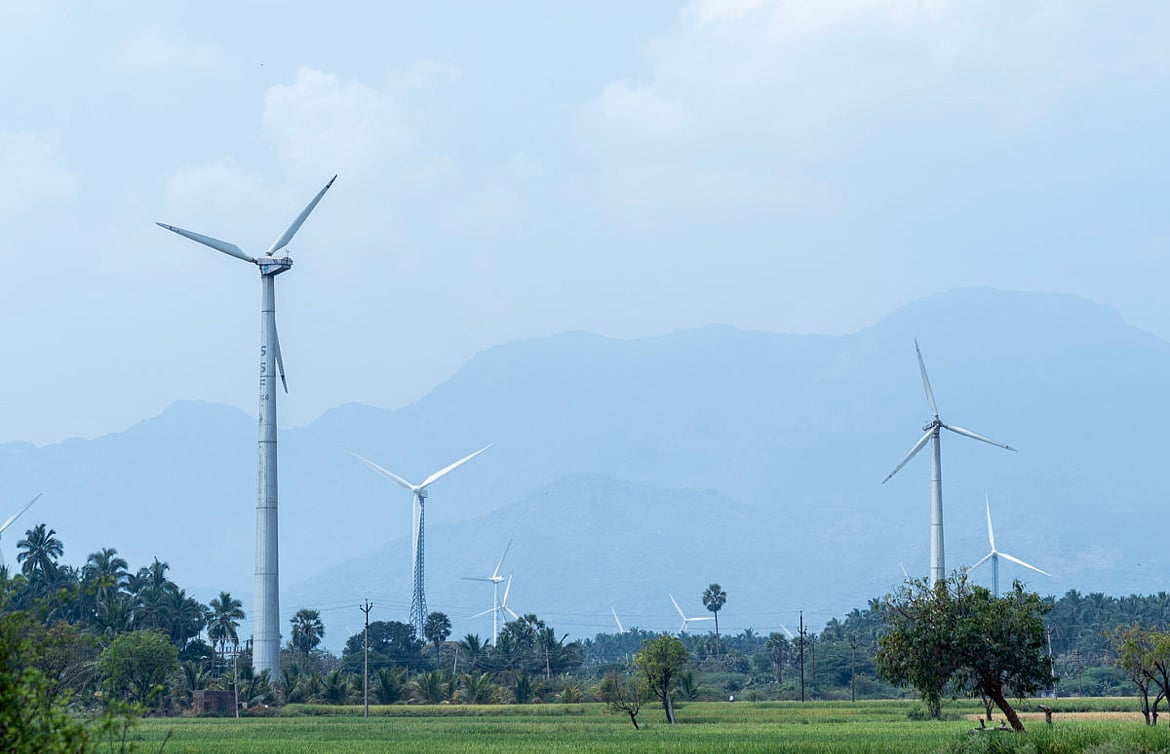 Wind turbines in rural Tamil Nadu