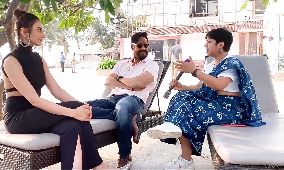 <div class="paragraphs"><p>Ajay Devgn and Rakul Preet Singh during the promotion of <em>Runway 34.</em></p></div>
