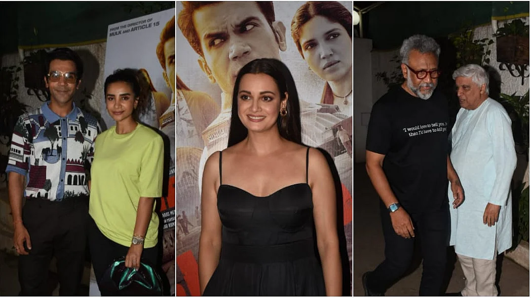 <div class="paragraphs"><p>Rajkummar Rao, Dia Mirza, Javed Akhtar and others at the<em> Bheed</em> screening.</p></div>