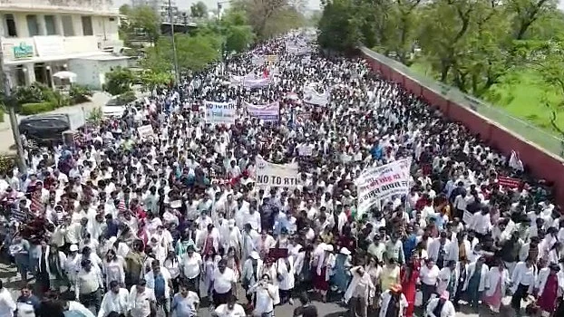 <div class="paragraphs"><p>The IMA carried out a protest rally against the Rajasthan government’s Right to Health Bill on Monday, 27 March.</p></div>