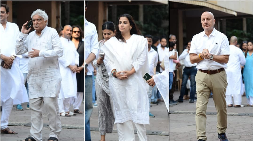 <div class="paragraphs"><p>Javed Akhtar, Vidya Balan, and Anupam Kher at Satish Kaushik's prayer meet.</p></div>