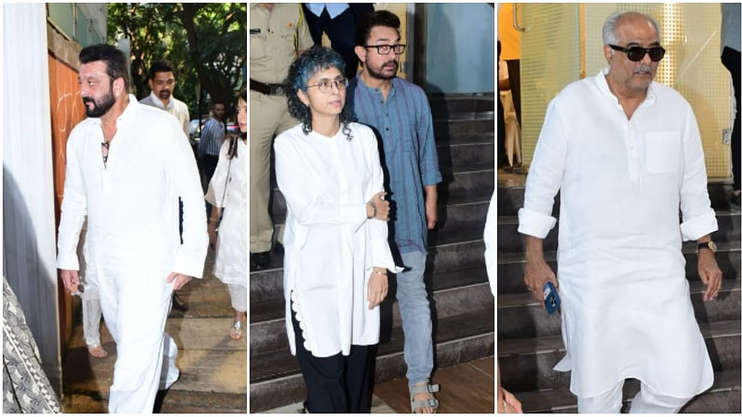 <div class="paragraphs"><p>Sanjay Dutt, Aamir Khan, Kiran Rao, and Boney Kapoor at Kishor Bajaj's prayer meet.</p></div>