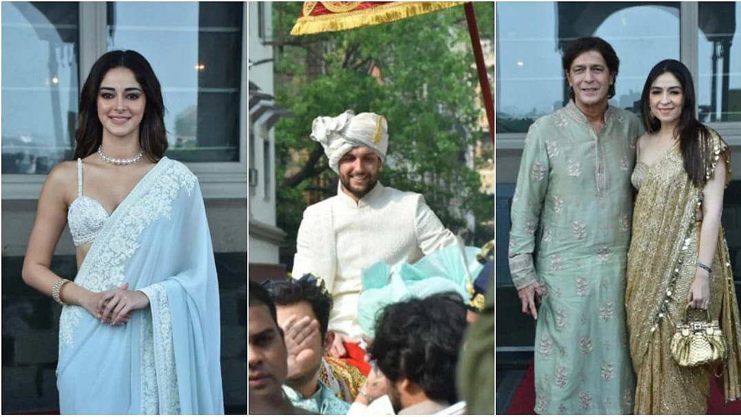 <div class="paragraphs"><p>Ananya Panday and others arrive for Alanna-Ivor's wedding.</p></div>