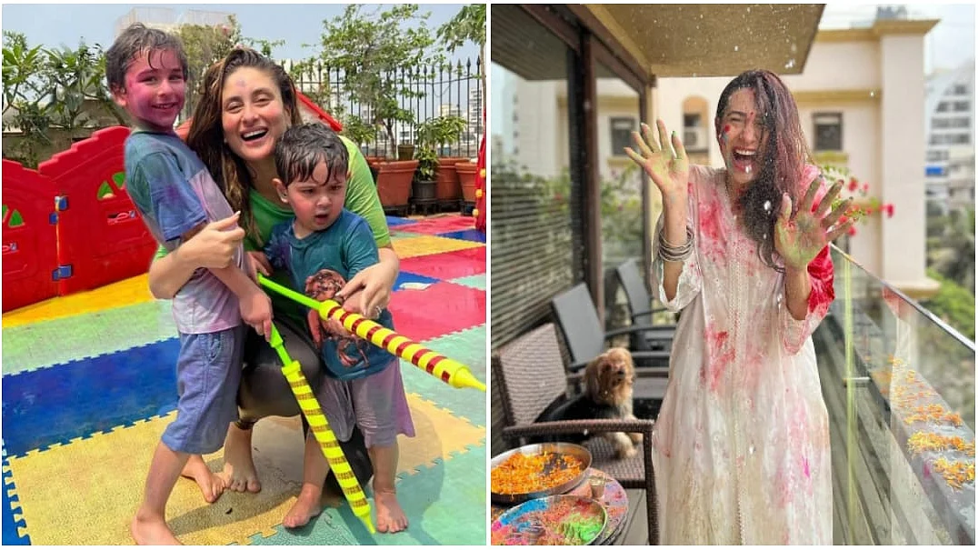 <div class="paragraphs"><p>Sisters Kareena Kapoora and Karisma Kapoor celebrate Holi.</p></div>