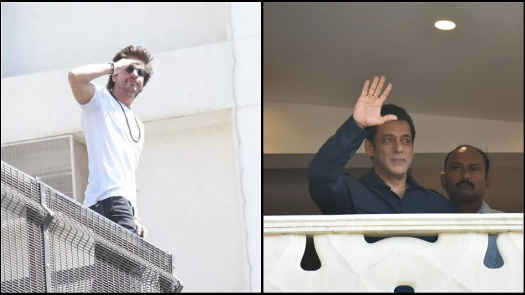 <div class="paragraphs"><p>Shah Rukh Khan and Salman Khan greet their fans on Eid.</p></div>
