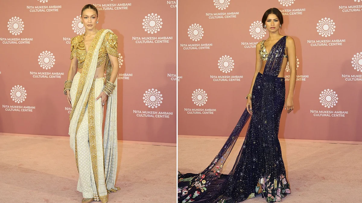 <div class="paragraphs"><p>Hollywood Celebs Zendaya &amp; Gigi Hadid Dazzle In Sarees at the NMACC Gala</p></div>