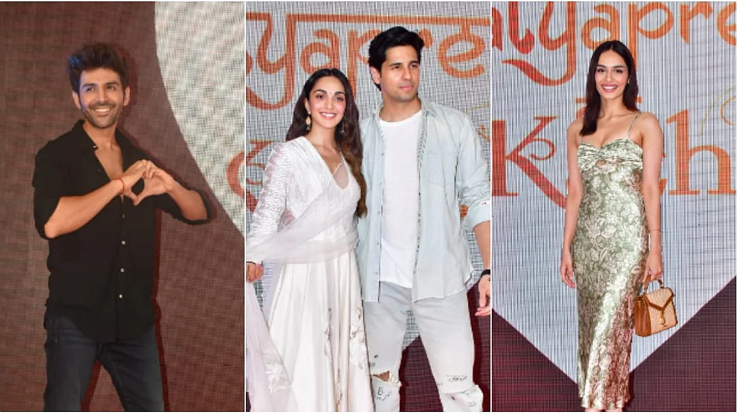 <div class="paragraphs"><p>Kiara-Sidharth, Kartik Aaryan, Manushi Chhillar, and others attend <em>Satyaprem Ki Katha</em> screening.</p></div>