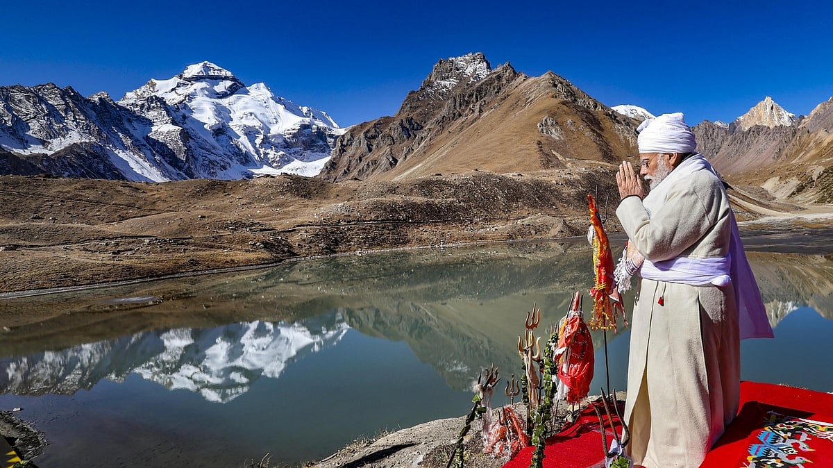 <div class="paragraphs"><p>Prime Minister Narendra Modi at Parvati Kund, in Pithoragarh, Thursday, Oct. 12, 2023.</p></div>