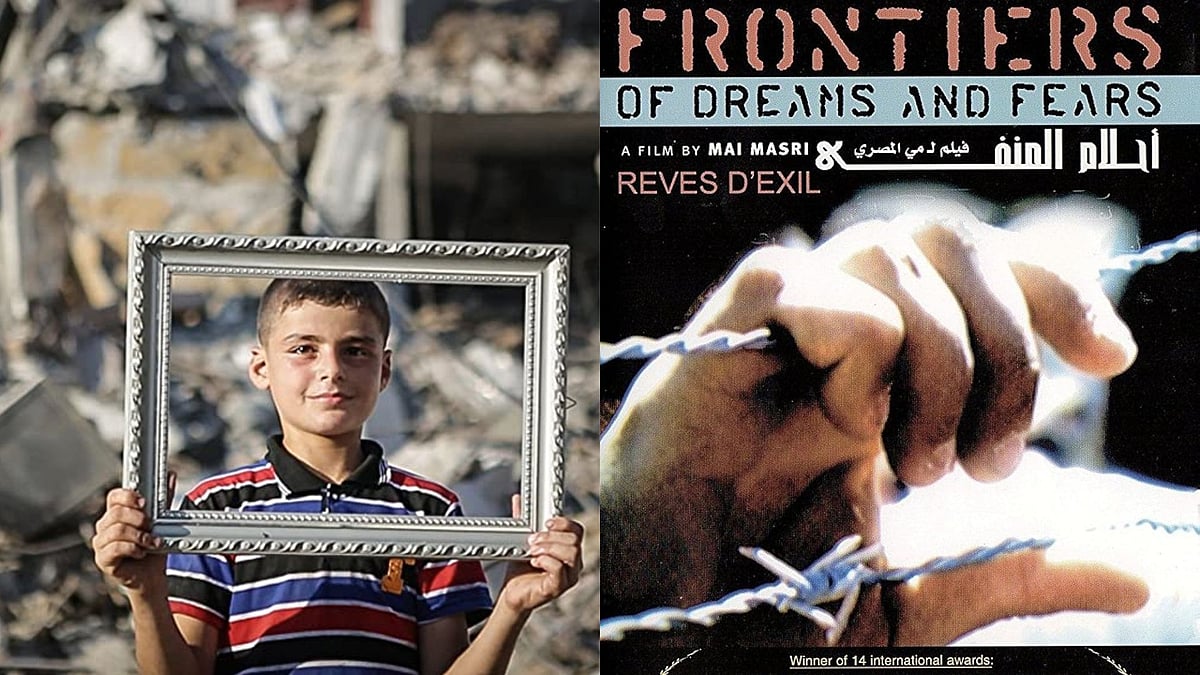 <div class="paragraphs"><p>A still from <em>Born In Gaza</em> and a poster of <em>Frontiers of Dreams and Fears</em>.</p></div>