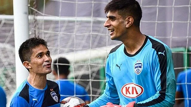 <div class="paragraphs"><p>Goalkeeper Gurpreet Singh Sandhu reacts to skipper Sunil Chhetri's decision to retire from international football.</p></div>
