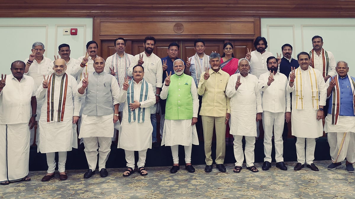 <div class="paragraphs"><p>NDA leaders pose for a photo following a meeting at Prime Minister Narendra Modi's residence on Wednesday, 5 June.&nbsp;</p></div>