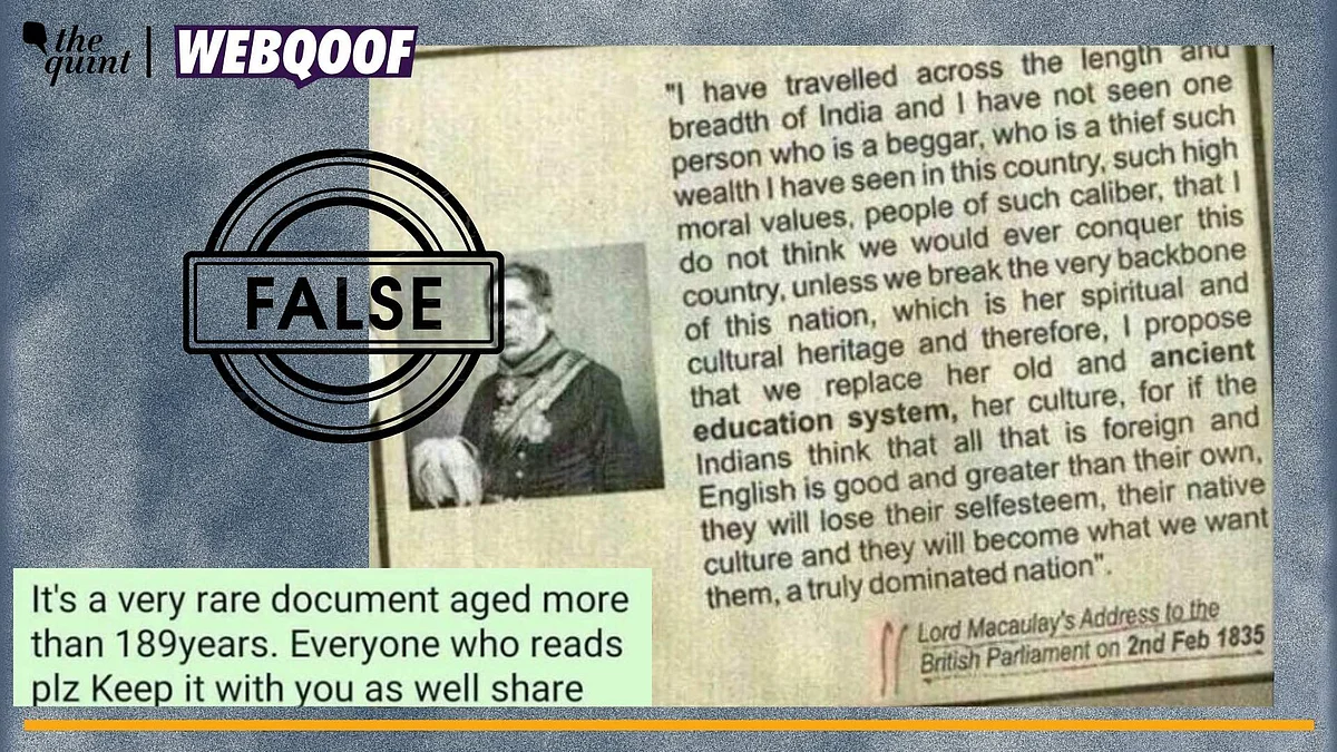 <div class="paragraphs"><p>Fact-Check | The statement was not made by Thomas Babington Macaulay.</p></div>