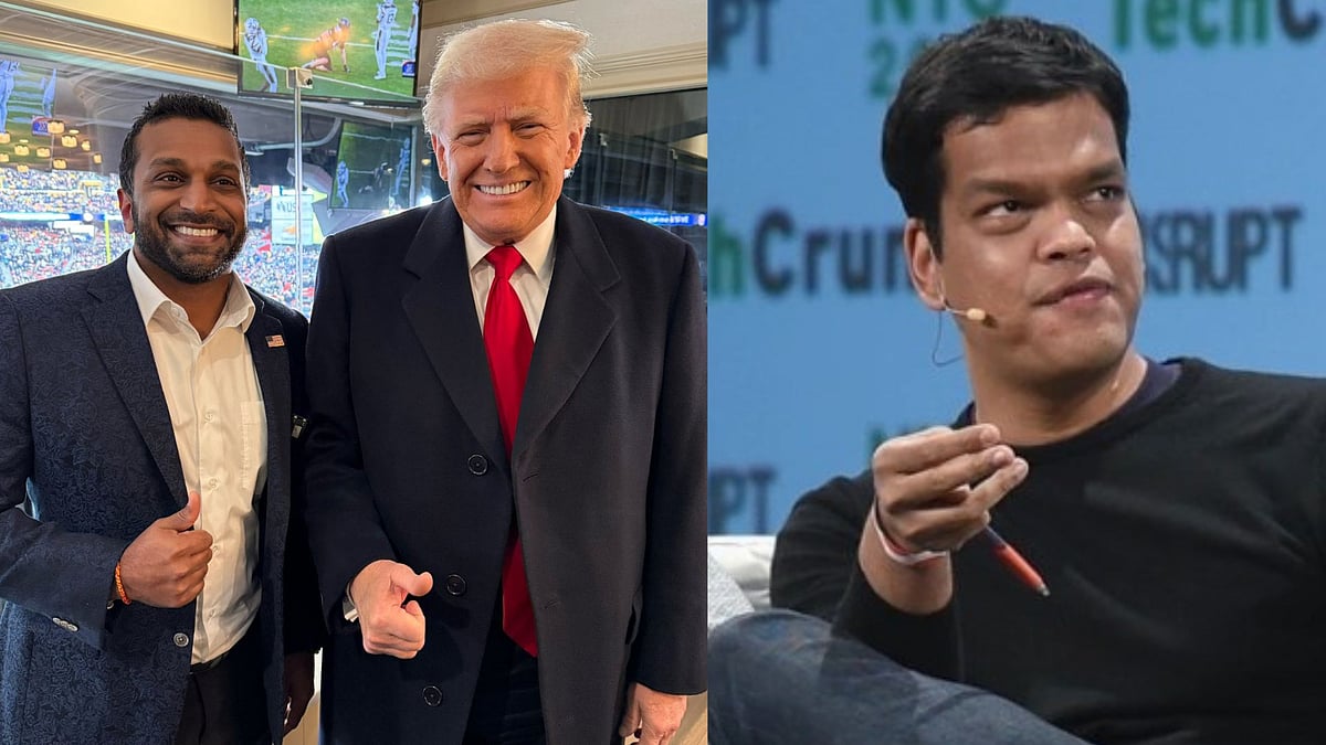 <div class="paragraphs"><p>Donald Trump with Kash Patel (left) and Sriram Krishnan.</p></div>