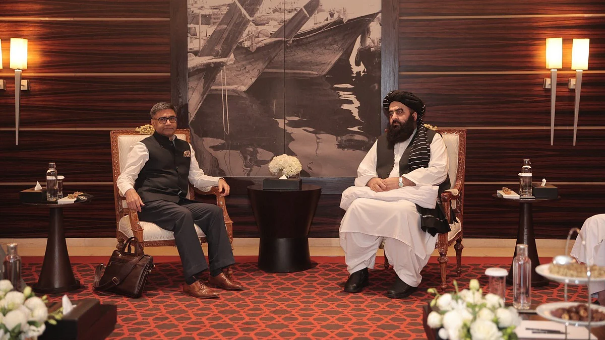 <div class="paragraphs"><p>Foreign Secretary Vikram Misri conducting a meeting with Afghanistan's&nbsp;Acting Foreign Minister&nbsp;Mawlawi Amir Khan Muttaqi in Dubai on Wednesday, 8 January.</p></div>
