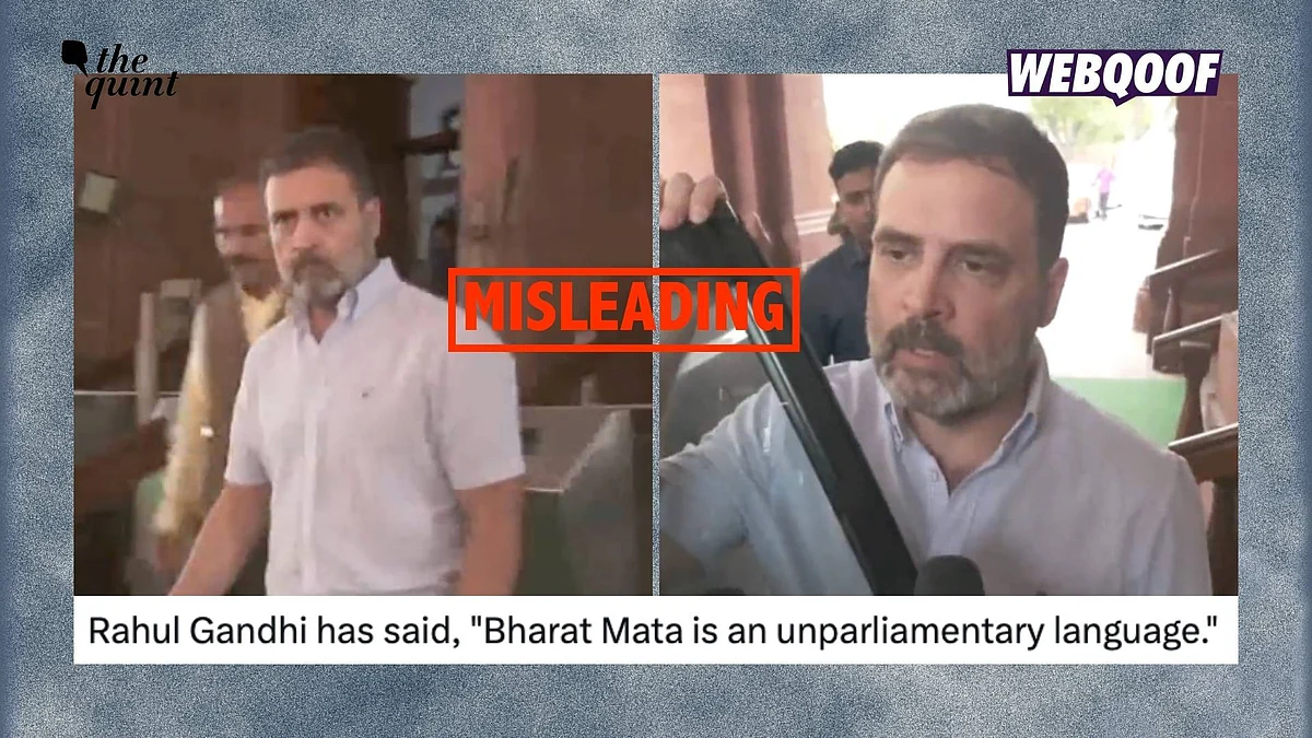<div class="paragraphs"><p>A video of Congress leader Rahul Gandhi saying 'Bharat Mata is unparliamentary' has gone viral on social media without context, misleading users. </p></div>