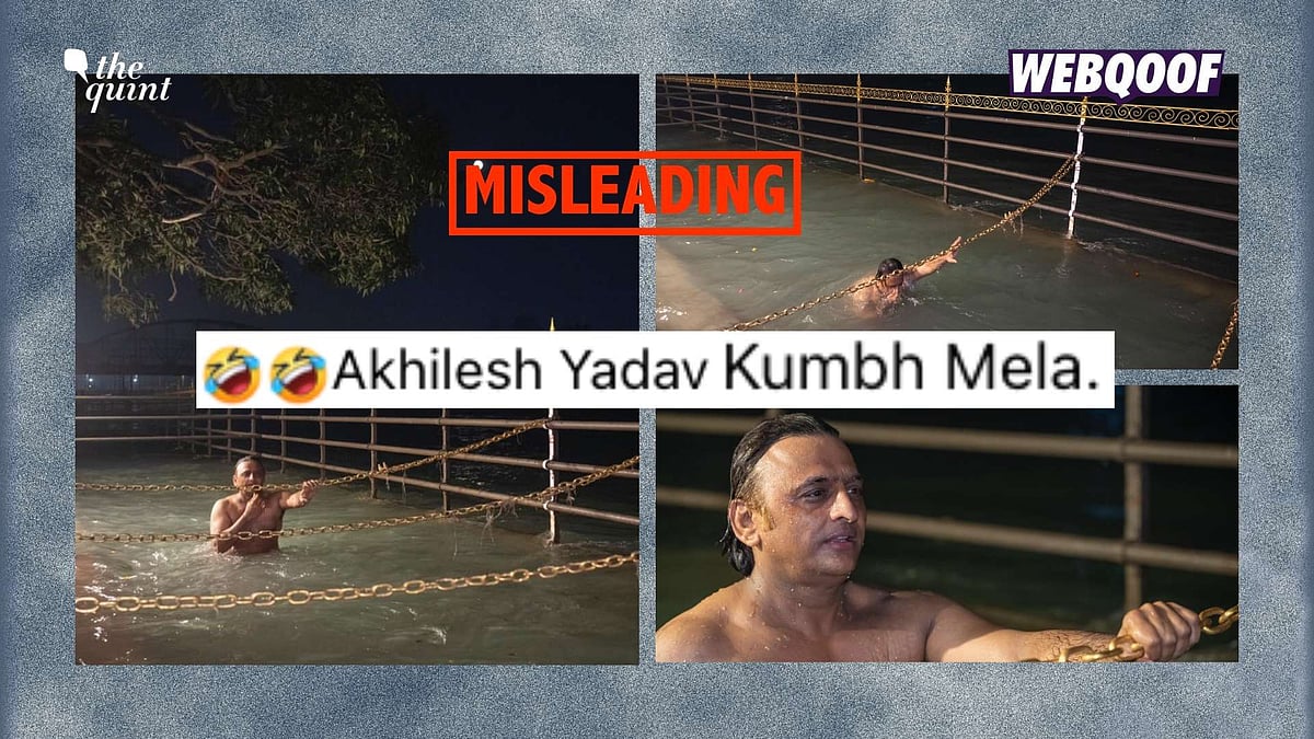 <div class="paragraphs"><p>A set of photos showing SP chief Akhilesh Yadav taking a dip in a river is being shared to falsely claim that it shows him at the Maha Kumbh Mela in Prayagraj.</p></div>