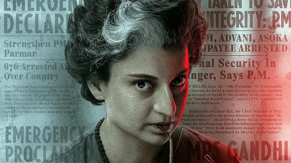 <div class="paragraphs"><p>Kangana Ranaut as Indira Gandhi in the poster for<em> Emergency.</em></p></div>