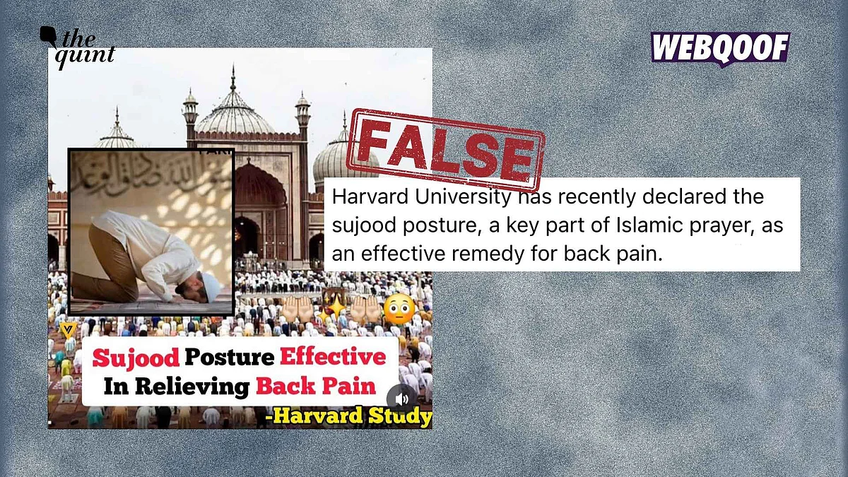 <div class="paragraphs"><p>A viral claim on social media falsely states that according to research by Harvard University, the sujood posture is the most effective remedy for back pain.</p></div>