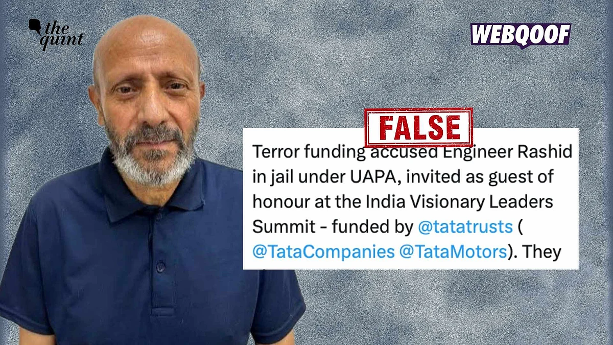 <div class="paragraphs"><p>Social media users have shared posts which falsely claim that   J&amp;K MP Engineer Rashid is set to be honoured with an award at an event funded by Tata Trusts.</p></div>